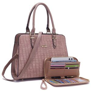 6463 Satchel Top Handle Bag Wallet Purse,Purses Work Tote Bags Set 2pcs